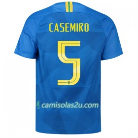 Camisolas de Futebol Brasil Casemiro 5 Equipamento Alternativa Copa do Mundo 2018 Manga Curta